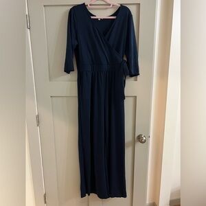 Navy Blue V Neck Jumpsuit Sz XL